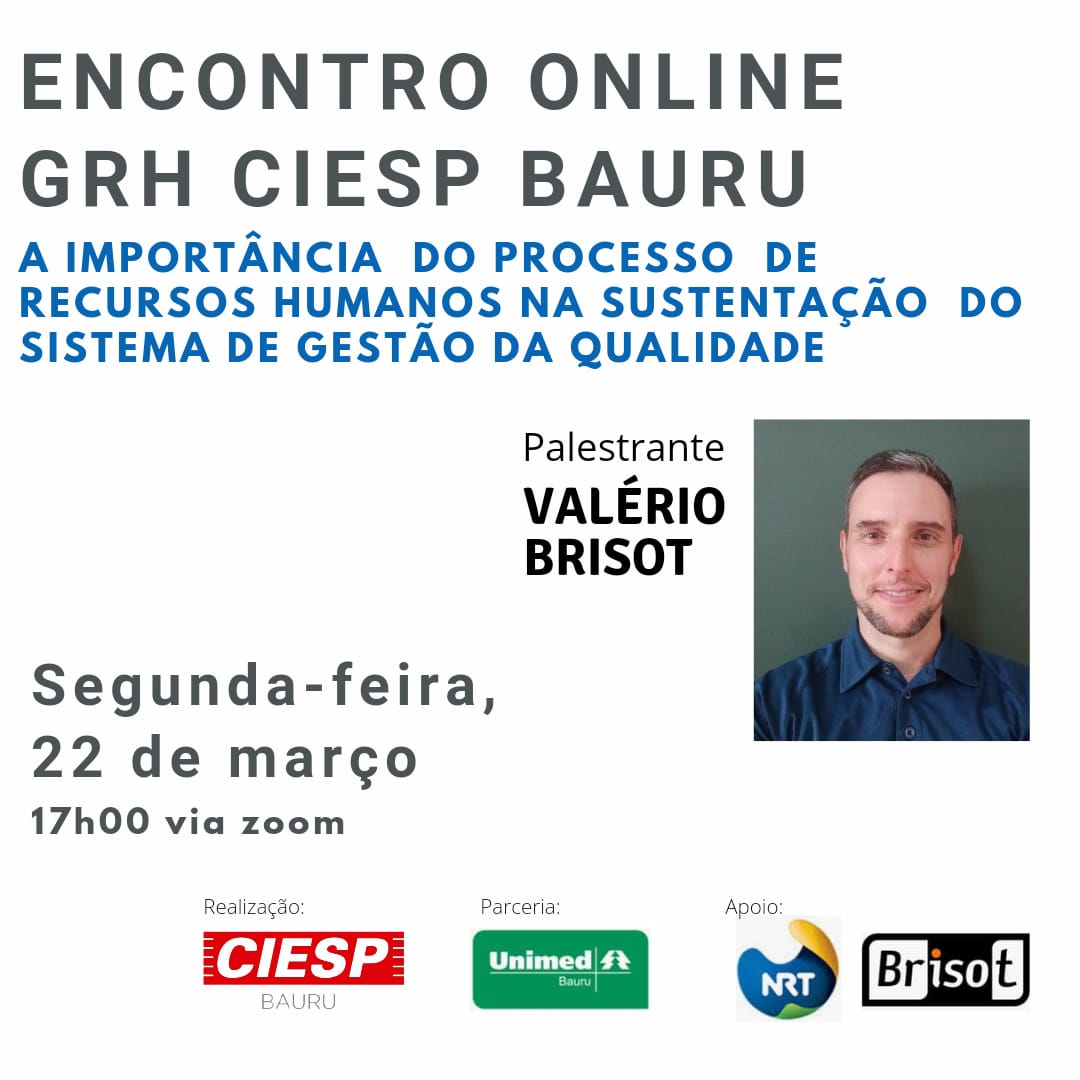 CONVITE GRH CIESP BAURU - ENCONTRO ONLINE 